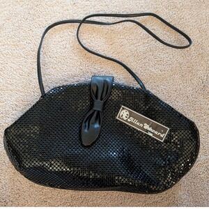 NWT Vintage Allan Edward Black Metal Mesh Chainmail Crossbody Frame Bag Evening